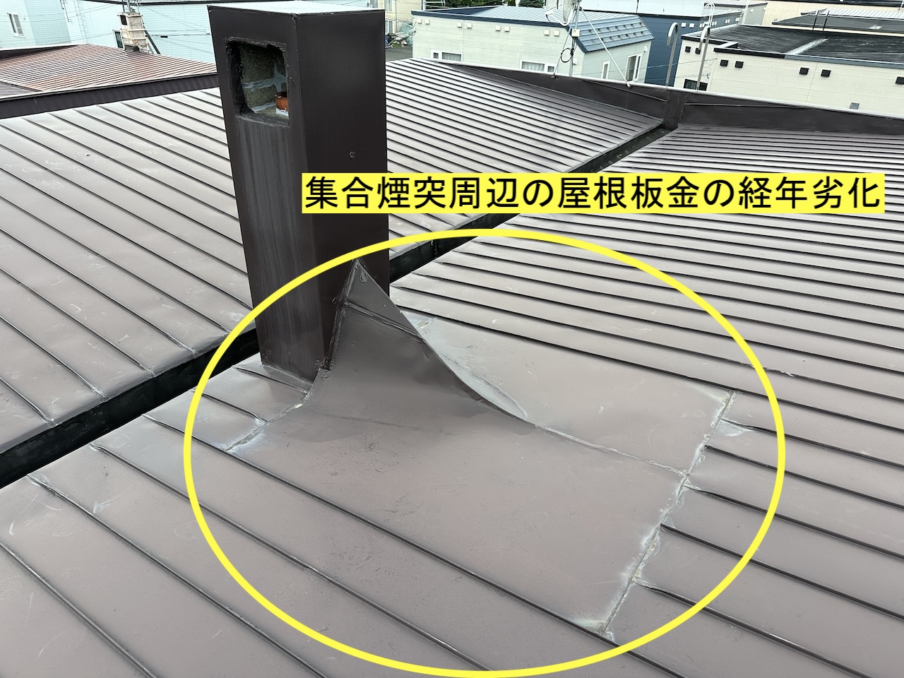 無落雪屋根の雨漏りを確認