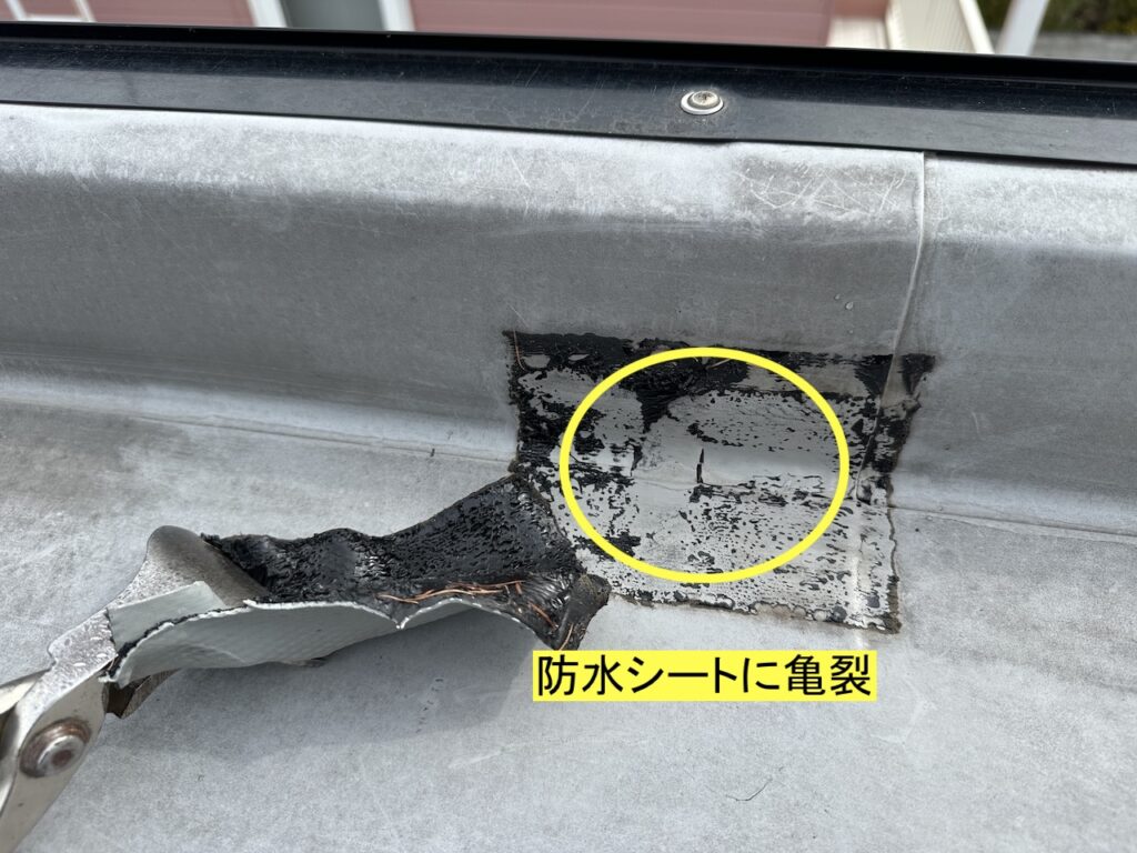 防水シートの亀裂（雨漏りの原因）