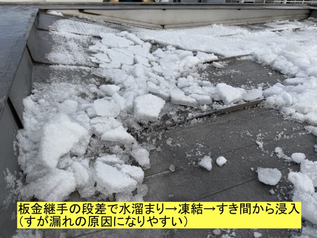 無落雪屋根のすがもれの原因となる谷納め