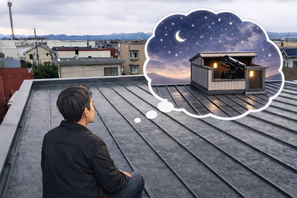 無落雪屋根の上に天体観測用のスライドルーフを設置する妄想