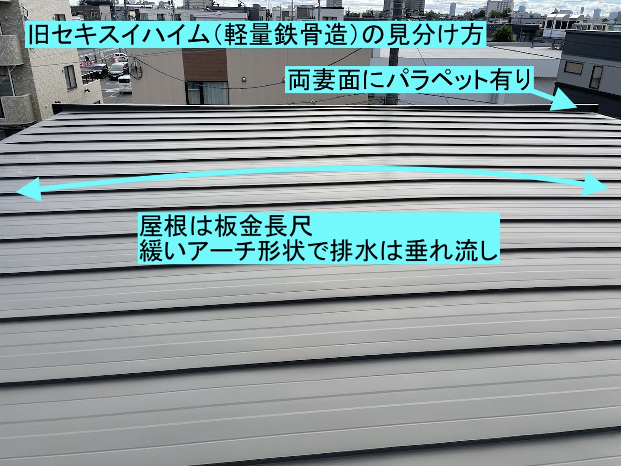 旧セキスイハイムの屋根の形状を説明