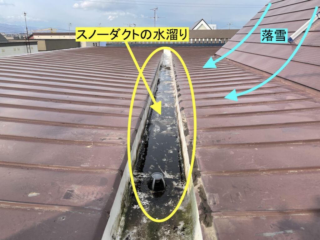 スノーダクトの水溜り状態を確認